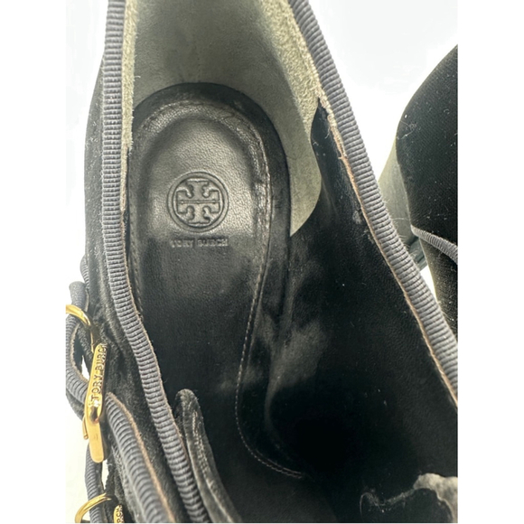 Tory Burch Black Velvet Heels Size 7.5 Medium - Picture 3 of 8